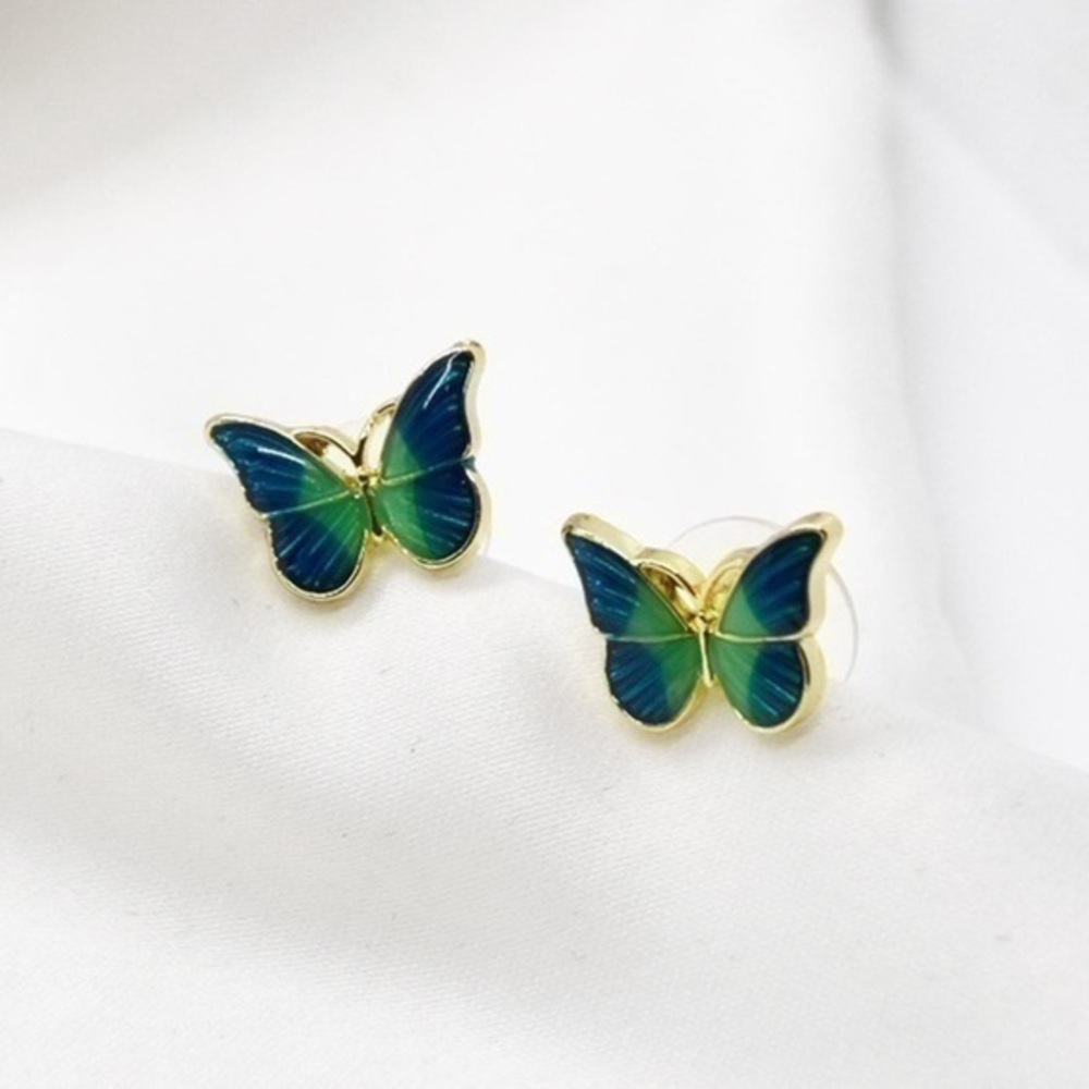 Green Butterfly Studs